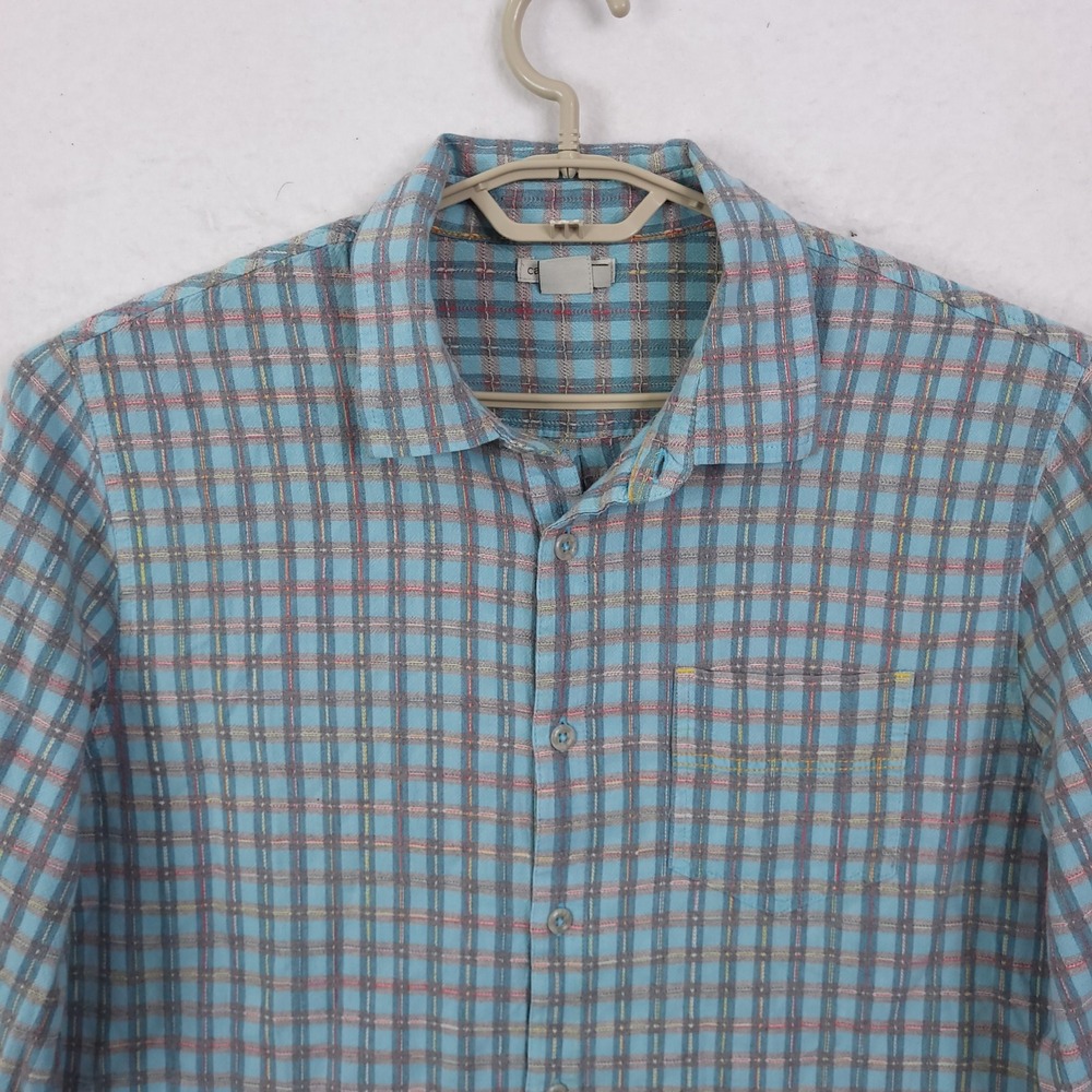 Carbon 2 Cobalt Button Down Mens Size M Green Plaid Cotton Shirt